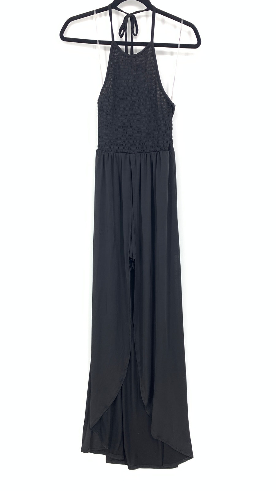 No Comment Women's Size Medium Black Halter Romper With Overlay Skirt New